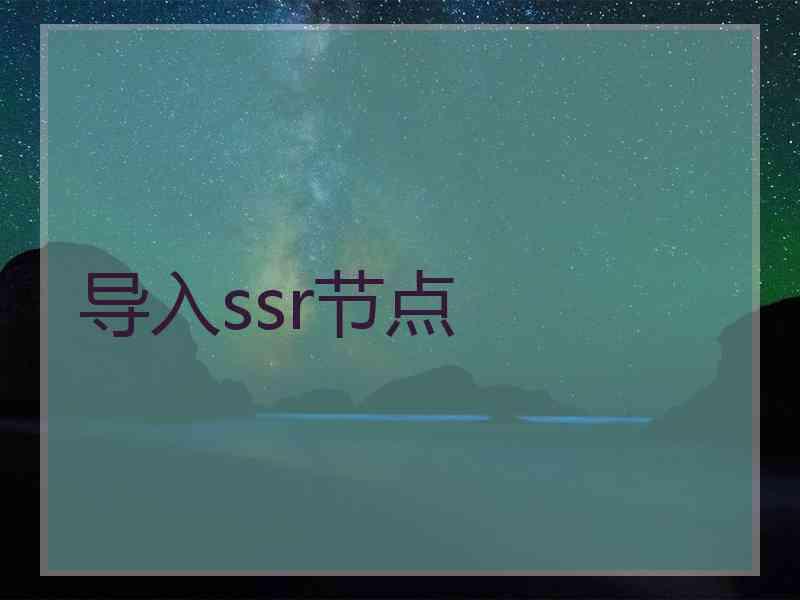 导入ssr节点